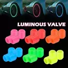 4pcs Luminous Tire Valve Cap Car Wheel Dust Covers Glow In The Dark -Green AU