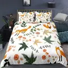 Single/Double/Queen/King Bed Duvet/Quilt/Doona Cover Set Linen Fox Flower Leaf