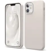 Silicone Phone Case For iPhone 12 Shockproof Microfiber Lining - Beige