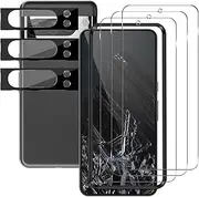Rnnmeeko Screen Protector for Google Pixel 8 Pro, 3 + 3 Pieces Camera Screen Protector for Google 8 Pro Film, 9H Hardness Camera Protection Protective Glass Screen Protector for Google Pixel 8 Pro