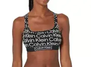 Calvin Klein Womens Black White Jacquard Logo Unlined Racerback Bralette Size XL