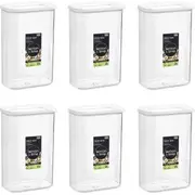 6x Lemon & Lime 2L/22cm Fresh Seal Canister Food/Snack Storage Organiser White
