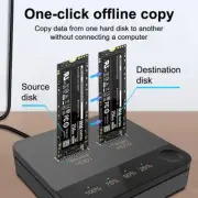 USB 3.1 Type C to M.2 SATA Dual Bay SSD Enclosure External Hard Disk Docking Sta