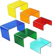 Geepen 6 Colors Acrylic Display Risers, 3 Sizes U-Shaped Stand for Collectibles, Perfume, Makeup, Dessert, Jewelry, Figurines, Cosmetic