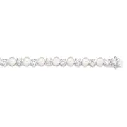 Silver Pearl & Cz 18.5cm Tennis Bracelet in White