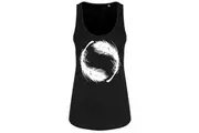 Grindstore Womens/Ladies Yin Yang Feathers Floaty Tank (Black) (XX Large (UK 16-18))