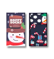 Navy Snowman Christmas Socks Gift Set