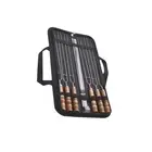 10x Flat BBQ Skewers Roasting Sticks Stainless Steel Wooden Handle Outdoor