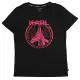 【KARL LAGERFELD 卡爾】老佛爺 簡約英文巴黎鐵塔圖案棉質短T恤(黑)