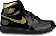 [Nike] mens Air Jordan 1 Retro High Orignal, Black/Black-metallic Gold, 14