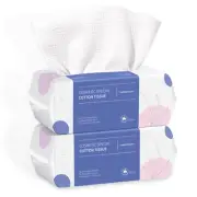 Disposable Face Towel - Extra Thick Cotton Tissue Facial Cleansing Dry Wipes ...