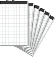 Graph Paper Pads 6 Pack Grid Paper Pad 5x8 White Note Pads 2x2 Squares Per Inch Writing Pad Perforated Lined Grid Notebook 30 Sheets Paper Pads Small Graph Paper Pad for Home, School, Laboratory