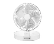Buutrh 4000mAh Desk Fan USB Rechargeable Automatic Shake Head Foldable Detachable 3 Speed Wind Cooling Portable Low Noise Folding Fan for Summer-White-