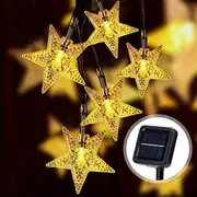 LED 5-point Star Shaped Outdoor Decorative String Lights - Solar Powered