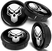 SkinoEu Set of 4 Hub Caps Hub Caps Wheel Hub Caps Wheel Hub Caps Wheel Hub Cover with Silicone Sticker 60 mm, Skull, CX 38