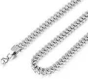 [HZMAN] Franco Chain for Men 3mm/4mm/5mm/6mm Stainless Steel Silver Men's Chain Square Box Link Chain Necklace 16-30 Inch