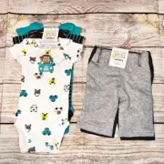NWT Carters Monkey Set of 3 Bodysuit and 2 Pants Size Newborn