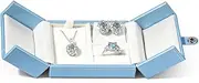 Woodten PU Leather Jewelry Set Gift Box Small Jewelry Set Box for Ring Earrings Necklace(Blue)