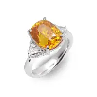 在飛比找Yahoo!奇摩拍賣優惠-白18K金天然橘色風信子石鑽石戒指 [基隆克拉多色石Y拍]