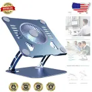 Adjustable Aluminum Laptop Stand with Powerful Cooling Pad for 10-15'' Notebooks
