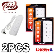 2x 4 Way Outlet SURGE PROTECTOR Power Board w/ INDIVIDUAL SWITCHES 1 METER SAA