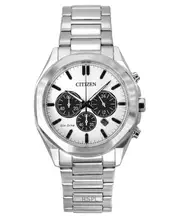 Citizen Eco-Drive Chronograph Stainless Steel White Dial CA4590-81A Mens Watch