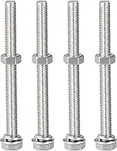 uxcell M8 x 90mm Hex Head Screws Bolts, Nuts, Flat & Lock Washers Kits, 304 Stainless Steel Fully Thread Hexagon Bolts 4 Sets