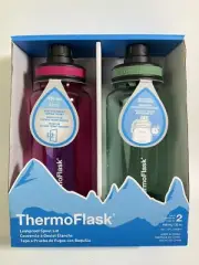 ThermoFlask Leakproof Spout Lid Tritan Bottle-32OZ*2 Pack green & Red