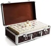 Mah Jong Mahjong Tiles, Ivory Mahjong Tiles Household Hand Mahjong Tiles, Dinner Games Mahjong Tiles 144 Sheets with Aluminum Box (Size : 38#)