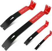 TOOLEAGUE 4Pcs Flat Pry Bar Set,5-1/2",7-1/2",10",15" Crow Bar, Red