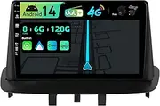 BXLIYER【Built-in 4G DAB】 Android 14-6G+128G Car Stereo for Renault Megane 3 (2008-2014) - Wireless CarPlay/Android Auto - Camera + MIC - IPS 9 Inch 2 Din - Steering Wheel Fast-Boot 360-CAM HDMI DSP
