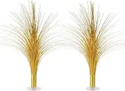2 Piece Plastic Metallic Gold Spray Centerpieces for Happy New Year Decorations, Awards Night Tableware, Birthday Party Supplies, 19"