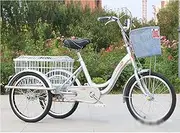 DEFGHIJ 20inch Adult Trikes 3 Wheel Bikes Three Wheeled Bicycles Cruise Trike for Seniors Women Men Double Brake System with Increase and Strengthen Chassis(Color:Silver)