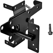 Heavy Duty Fence Self-Locking Gate Latch – Black Finishing Post Mount Steel Automatic Gravity Lever Wood Fence Gate Latches with Fasteners Hardware for Secure Pool/Yard/Garden by LAJIAOZ