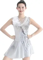 [Zagitova] Ice Figure Skating Dress for Girls Patchwork Back Women Competition Dance Clothing with Shiny Rhinestone