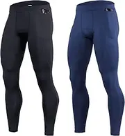 [OEBLD] Compression Pants Men UV Blocking Running Tights 1 or 2 Pack Gym Yoga Leggings for Athletic Workout