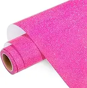 WRAPXPERT Pink Glitter HTV Hot Pink Heat Transfer Vinyl Roll,10" x 5ft Sparkle Iron on Vinyl Rolls for Heat Press Design, Shirts, Easy to Cut & Transfer