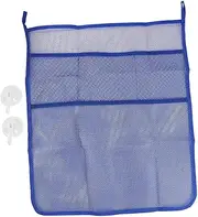 PEPLAYTAL Shower Mesh Sucker Storage Bag Four Organizer Pouch for Bathroom Durable Breathable Design for Diapers Wipes and Items Blue