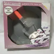 2 Tin Pie Plates 9" Pie Cake Pan w/ Server Spoon Set Baking