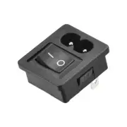 C8-8 Panel Mount Plug Adapter AC250V 2.5A 3P 1mm Buckle IEC Inlet w 2p Switch