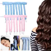 Women Girl Silk Ribbon Hair Curler Heatless Curling Rod Head Band Wave Former AU