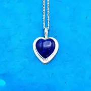 Sterling Silver Lapis Heart Necklace/ Handcrafted by Sassi laMuth Jewelry