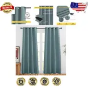 Stylish Greyish Blue Energy-Efficient Window Treatments - 80" Blackout Curtains