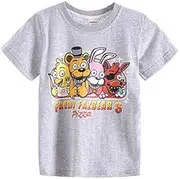 [HERSE] Kids Boys/Girls T-Shirt Five Nights at Freddy's Pizza (10, Grey)