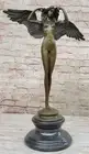 SIGNED A.A. WEINMAN BRONZE STATUE FEMALE NUDE ANGEL ART DECO MARBLE BASE Statue