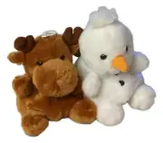 Set of 2 Winter SNOWMAN & MOOSE Palm Pals 5" Stuffed Animal Plush by Aurora