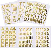 Outus 8 Sheets Vinyl Letter Stickers Self Adhesive Mailbox Alphabet and Numbers Outdoor Vinyl Letters for Outside, Door, Signs, Trucks, Home, Business, Address Number(1 Inch,Gold)