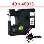 40 Label Compatible Dymo D1 40913 Tape Black on White 9mm x 7m LabelMaker