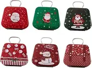 GARVALON Tin Box Candy Storage 6pcs Christmas Cookie Tins with Lids Decorative Party Supplies for Xmas Celebration