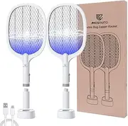 Bug Zapper Racket, Electric Fly Swatter Rechargeable Mosquito Zapper Racket for Indoor and Outdoor - 2000mAh - 2 Pack